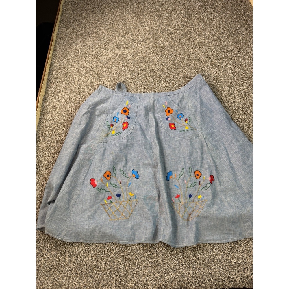 Vintage 70s Handmade Apron Women's One Size Floral